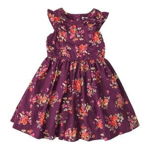 Janie‎ and Jack Plum Purple & Red Floral Equestrian Charm Party Dress- Girl's 4